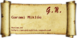 Garami Miklós névjegykártya